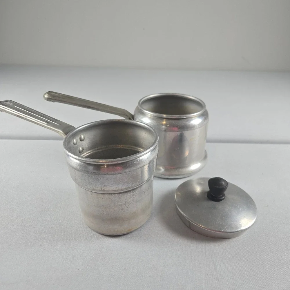 Vintage Wear Ever Aluminum Double Boiler Saucepan‎ Set w Lid USA Cookware